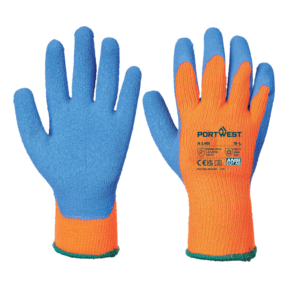 Portwest A145 Cold 7 Crinkle Latex Winterhandschoen (12 paar)