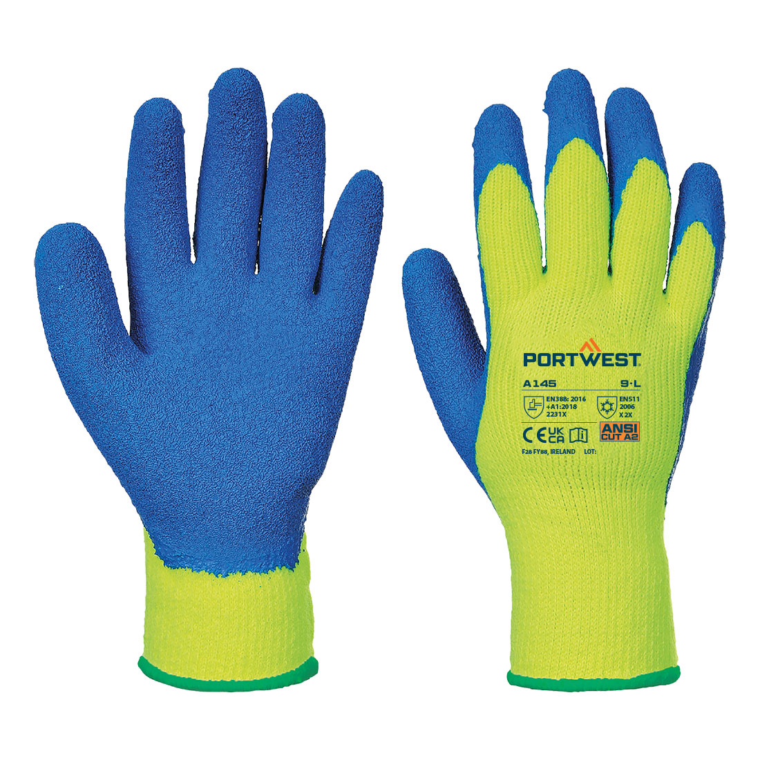 Portwest A145 Cold 7 Crinkle Latex Winterhandschoen (12 paar) - Afbeelding 2