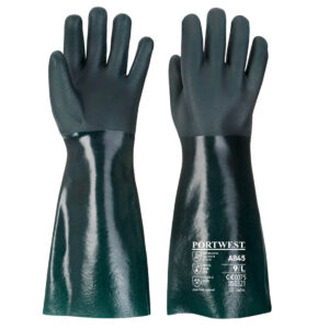Portwest A845 Dubbel Gedompelde PVC Handschoen 45cm Groen (12 paar)